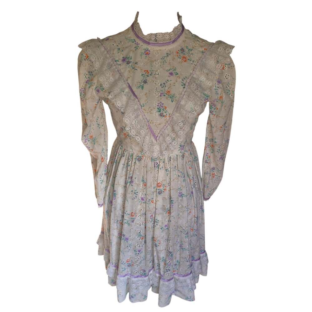 Vintage Cottagecore Coquette Handmade Dress Lace Floral Size XS